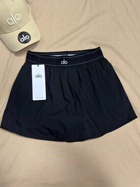 NWT ALO Yoga👩‍🎓 Match Point Tennis Skirt Black Activewear Athleisure